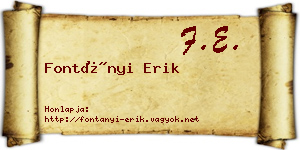 Fontányi Erik névjegykártya